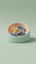 Ergonomic slow-feed bowl with raised ridge